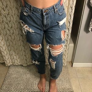 distressed boyfriend jeans